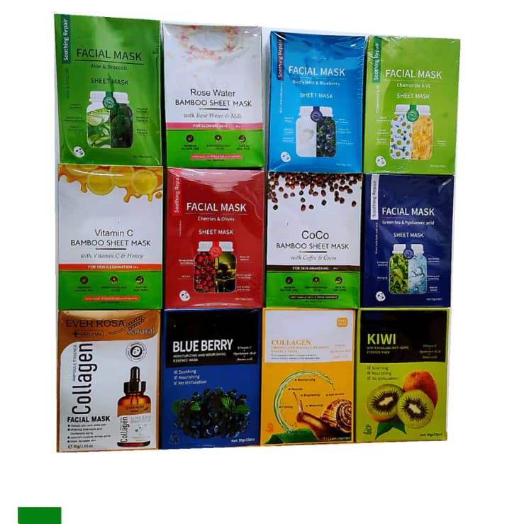 Kit 10/20 Mascara Facial de Tecido de Algodão Hidrata Firmeza Atenua Linhas Finas de Expressão Skincare Coreano