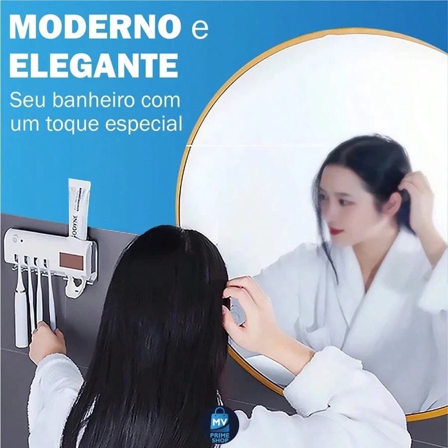 Suporte Escova De Dentes Esterilizador Com Luz UV Antibacteriano Automático Creme Dental Banheiro -Manuel e Automatica